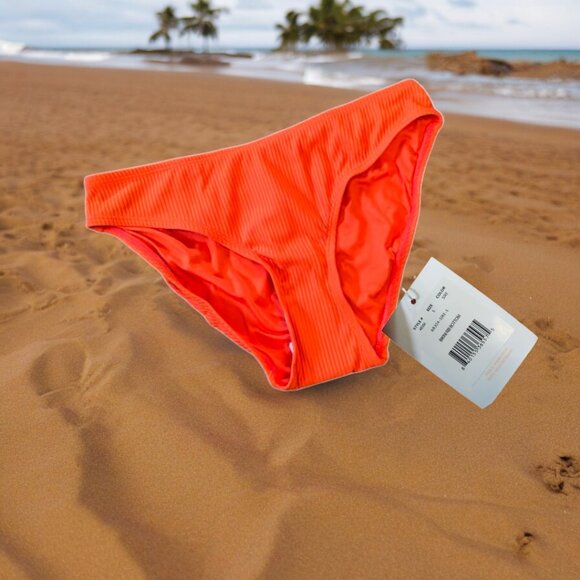 Andie Swim Bikini Rib Bottom Siren Orange Size Small - Picture 1 of 6